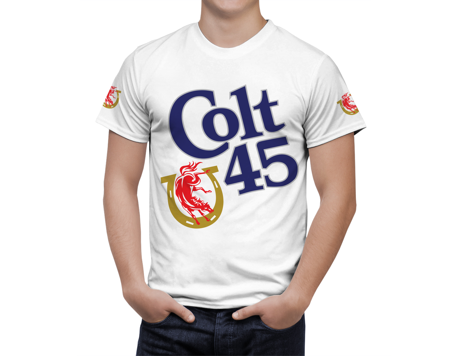 Colt 45  Beer Logo White Short Sleeve  T-Shirt Gift New Fashion
