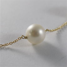 18K YELLO GOLD NECKLACE WITH ROUND WHITE FRESHWATER PEARLS MADE IN ITALY image 3