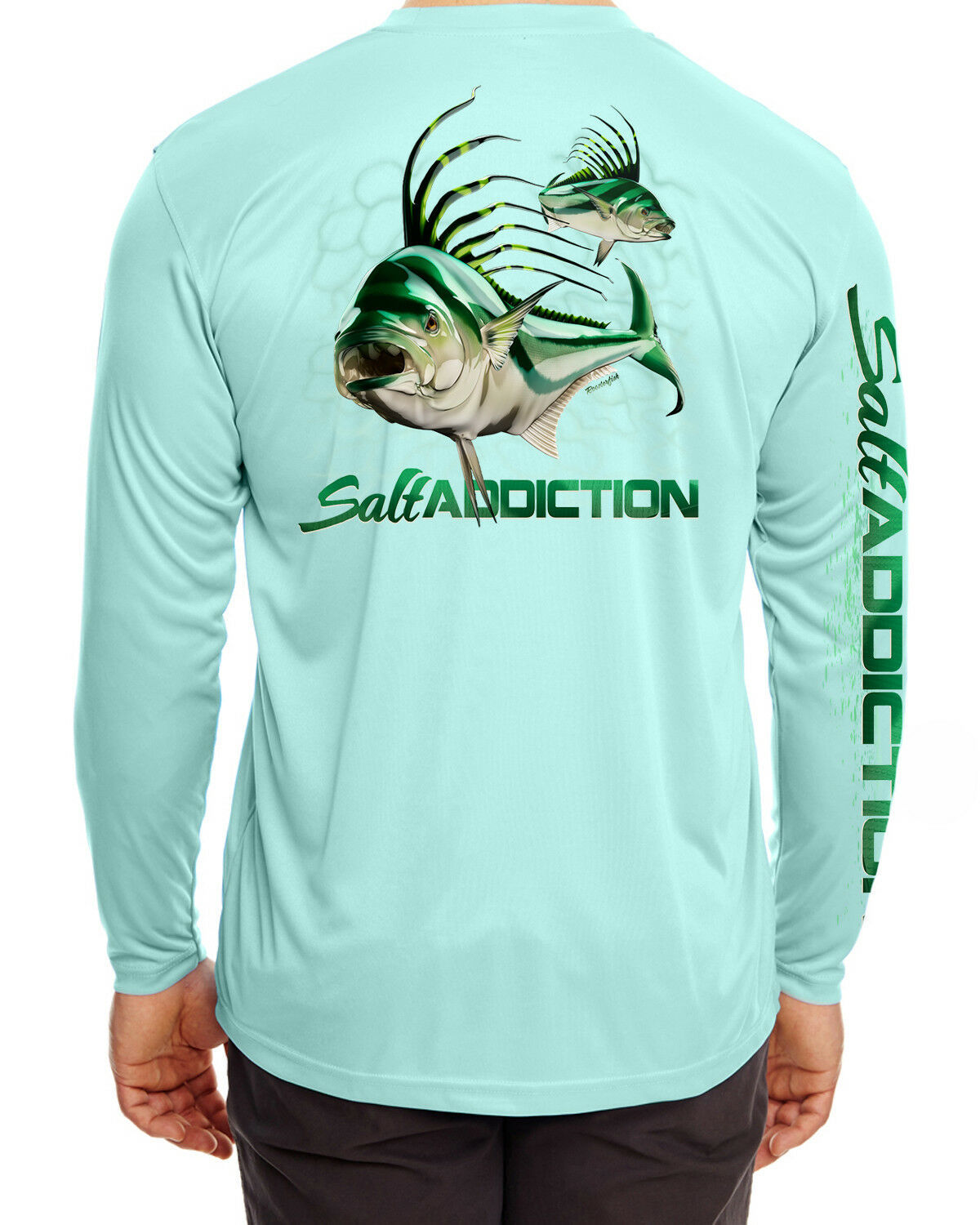 Salt Addiction t shirt microfiber Roosterfish fishing long sleeve life  30+ uv