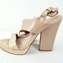 Vince Camuto leather nude snake pattern straps 5" heel block sandals size 8 - $20.77
