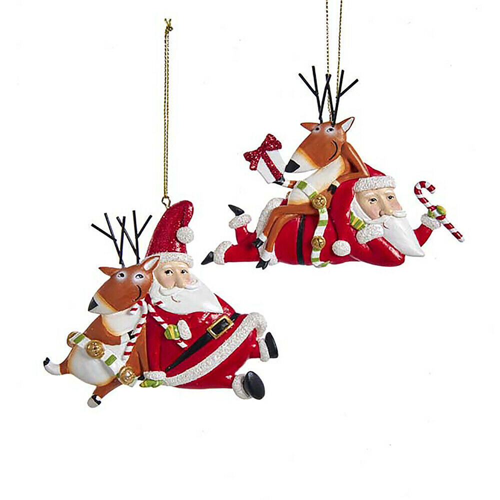 Holiday Cheers Santa and Reindeer Ornament