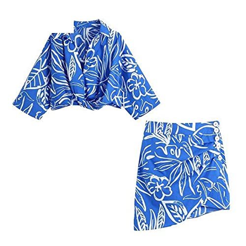 LifeOfPro Pleats Design Floral Print Hem Irregular Skirt  Female Side Zipper But
