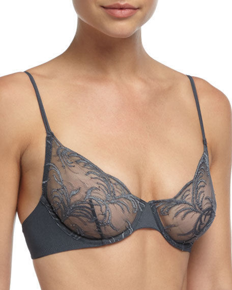 Nwt La Perla Sheer Stretch Lace 32e Dark Gray Underwire Zephyra Bra 248 Italy Bras And Bra Sets