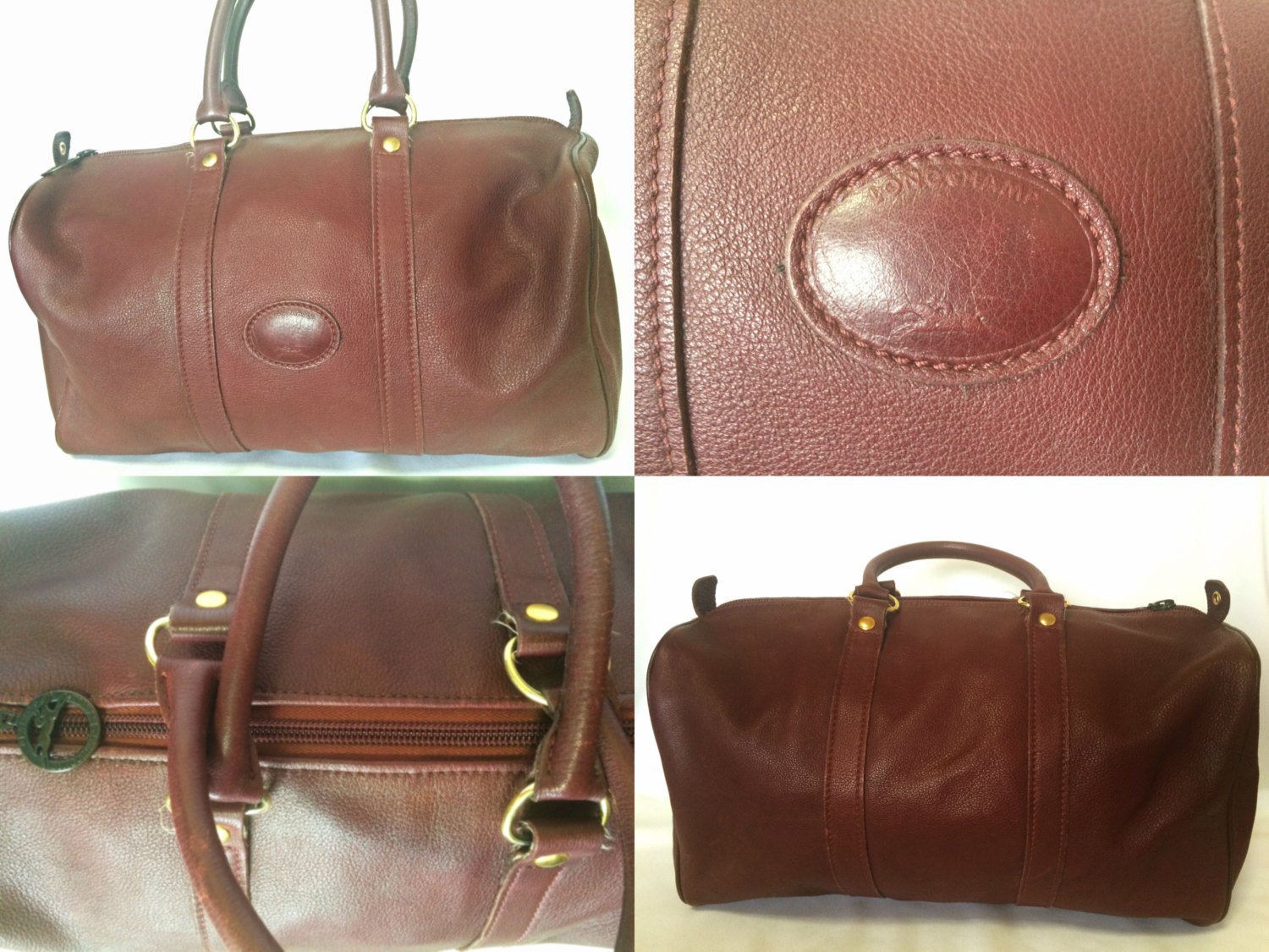 longchamp leather duffle bag