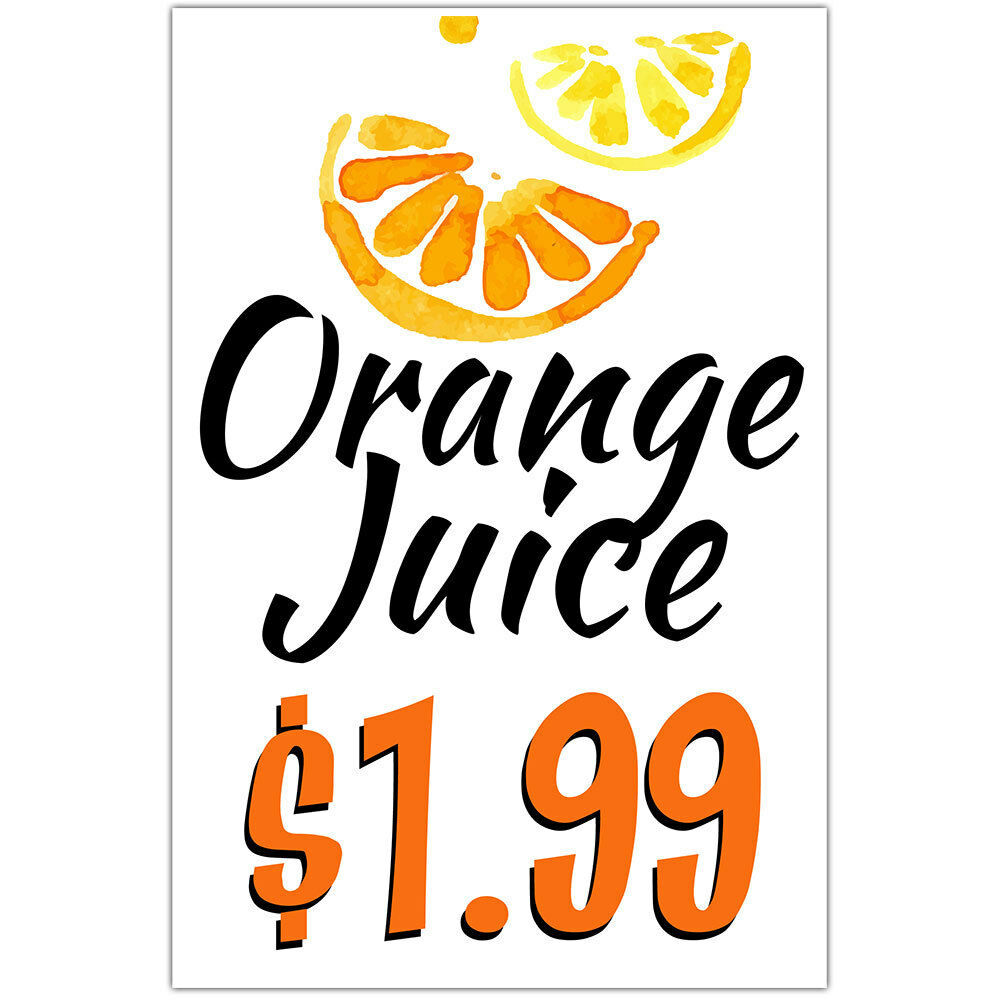 Orange Juice Grocery Sign Business Window Retail Poster Party Decorations