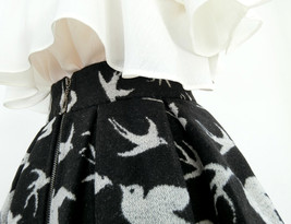 Women Black Woolen Pleated Party Skirt Warm Winter Midi Party Skirt Plus Size image 6