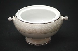 Bavarian Platinum by Mikasa Footed Open Sugar Bowl White Flower Design w... - $12.86