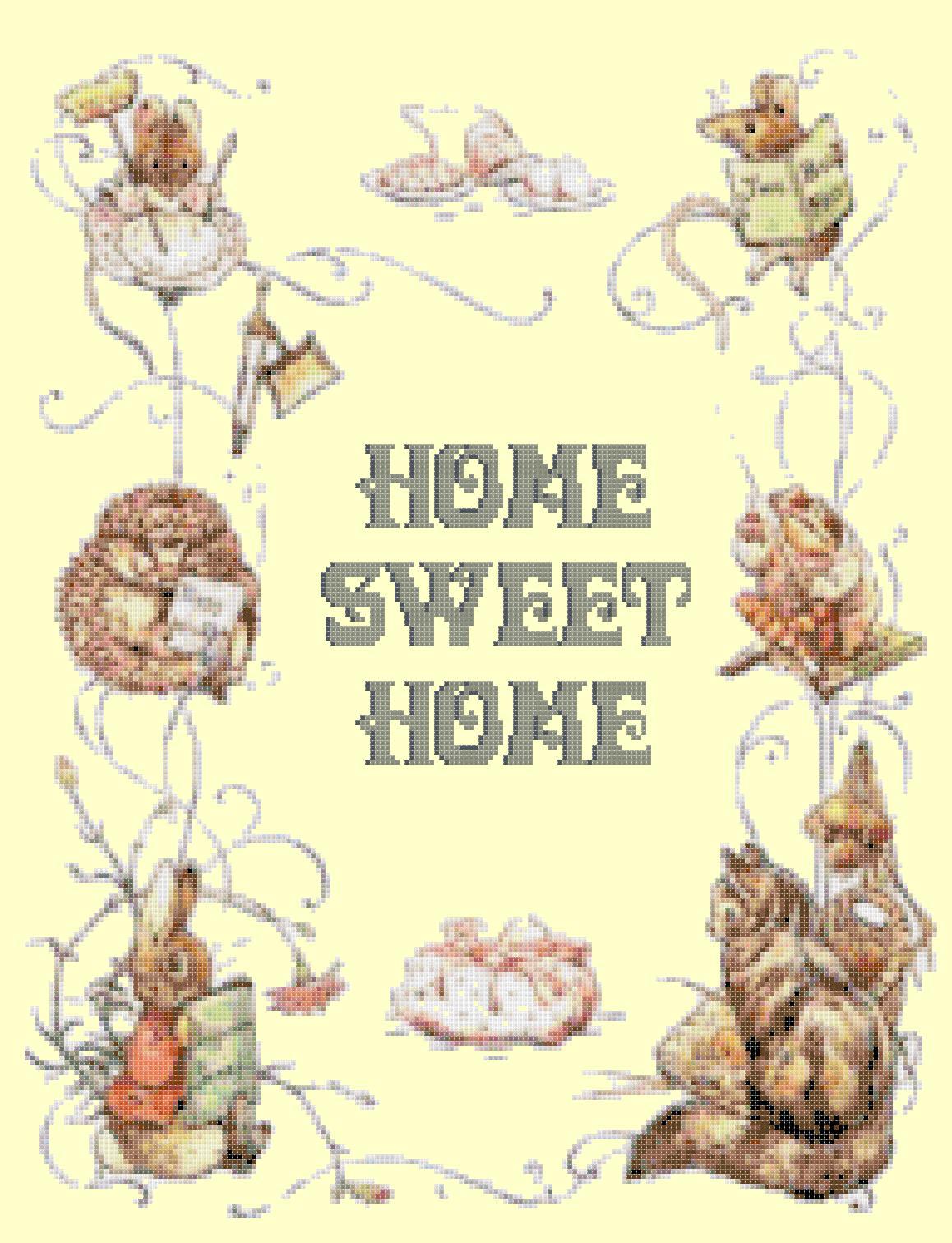 counted cross stitch pattern Home sweet home potter pdf 185x237 stitches BN1155