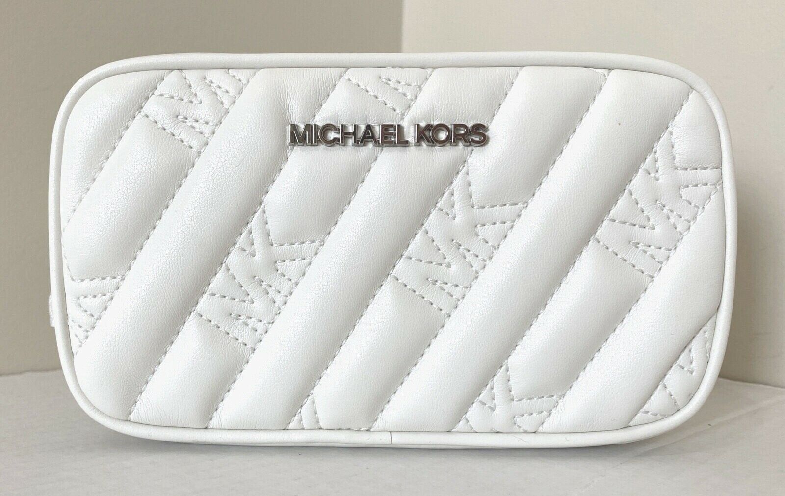 New Michael Kors Rose Belt Bag Quilted Vegan Leather Optic White
