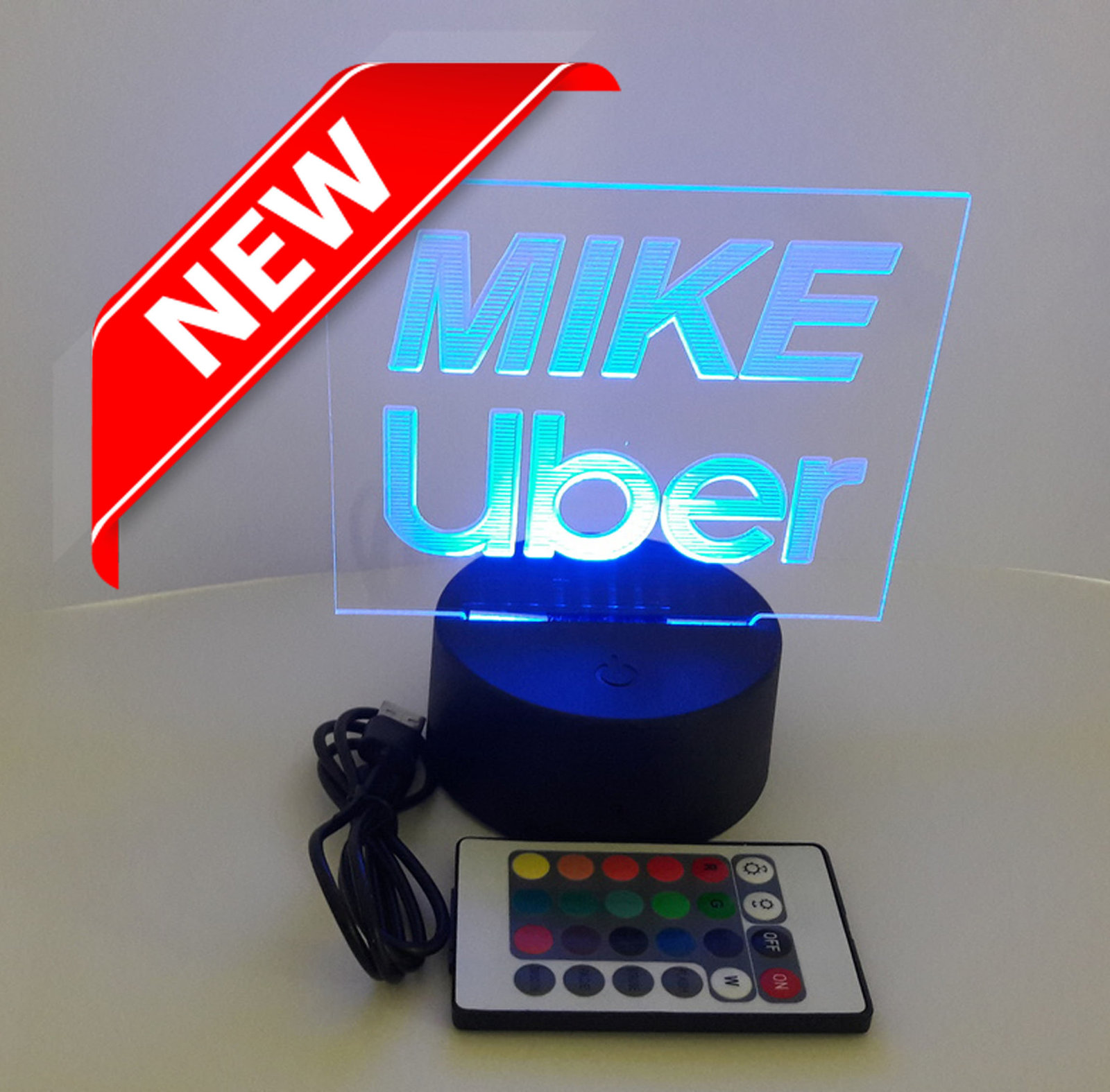 Uber Custom name Multicolor 16 colors RGB Car sign Acrylic engraving ...