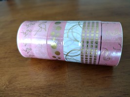 Washi Tape Set, 6 Rolls, Pink Flamingo, Pink Gold Craft Tape