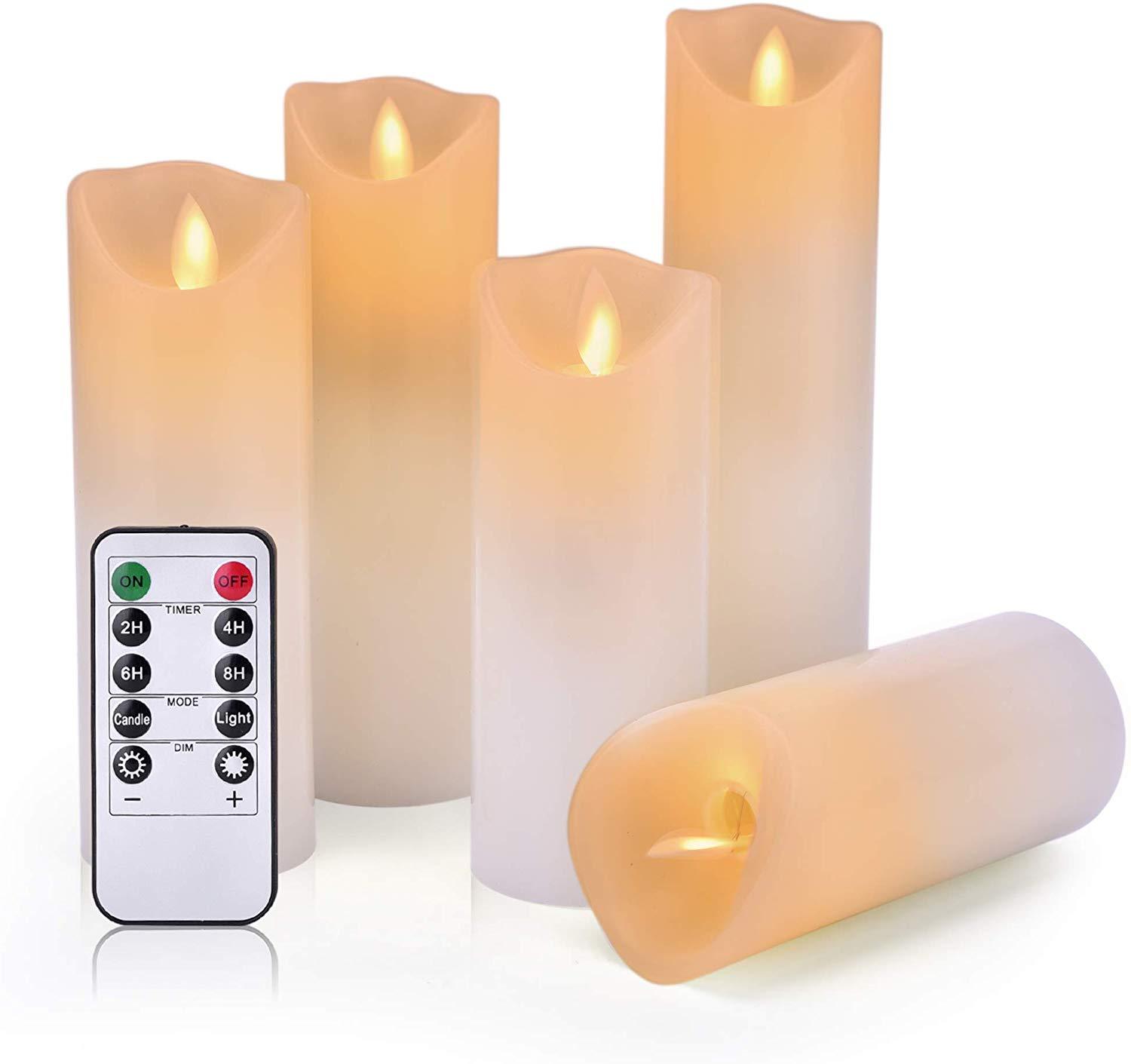 Luminara Flickering Pillar Candle Moving Wick Flameless Led Remote