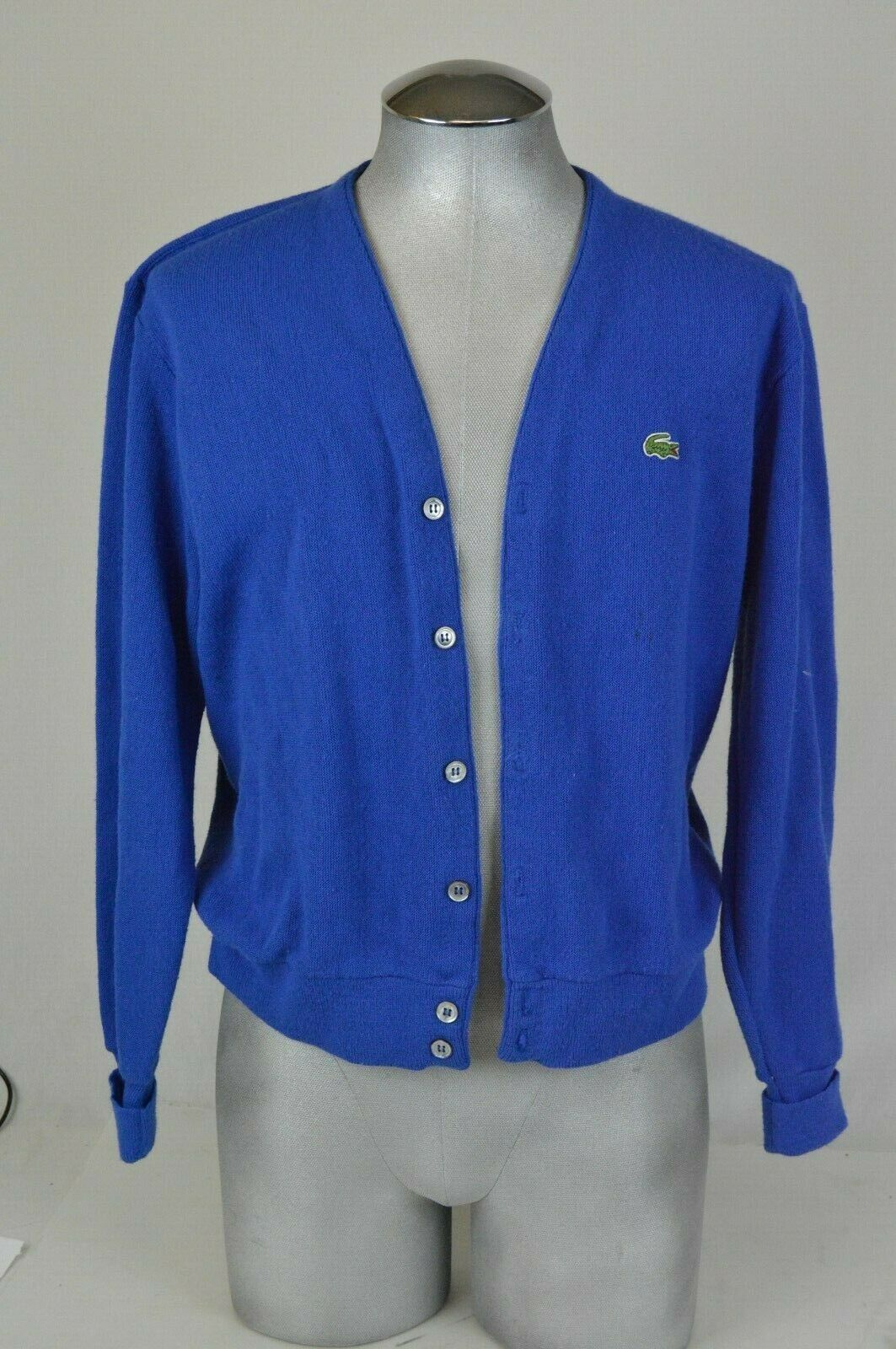 Vintage IZOD Lacoste Cardigan Sweater Button Down Long Sleeve Blue Mens ...