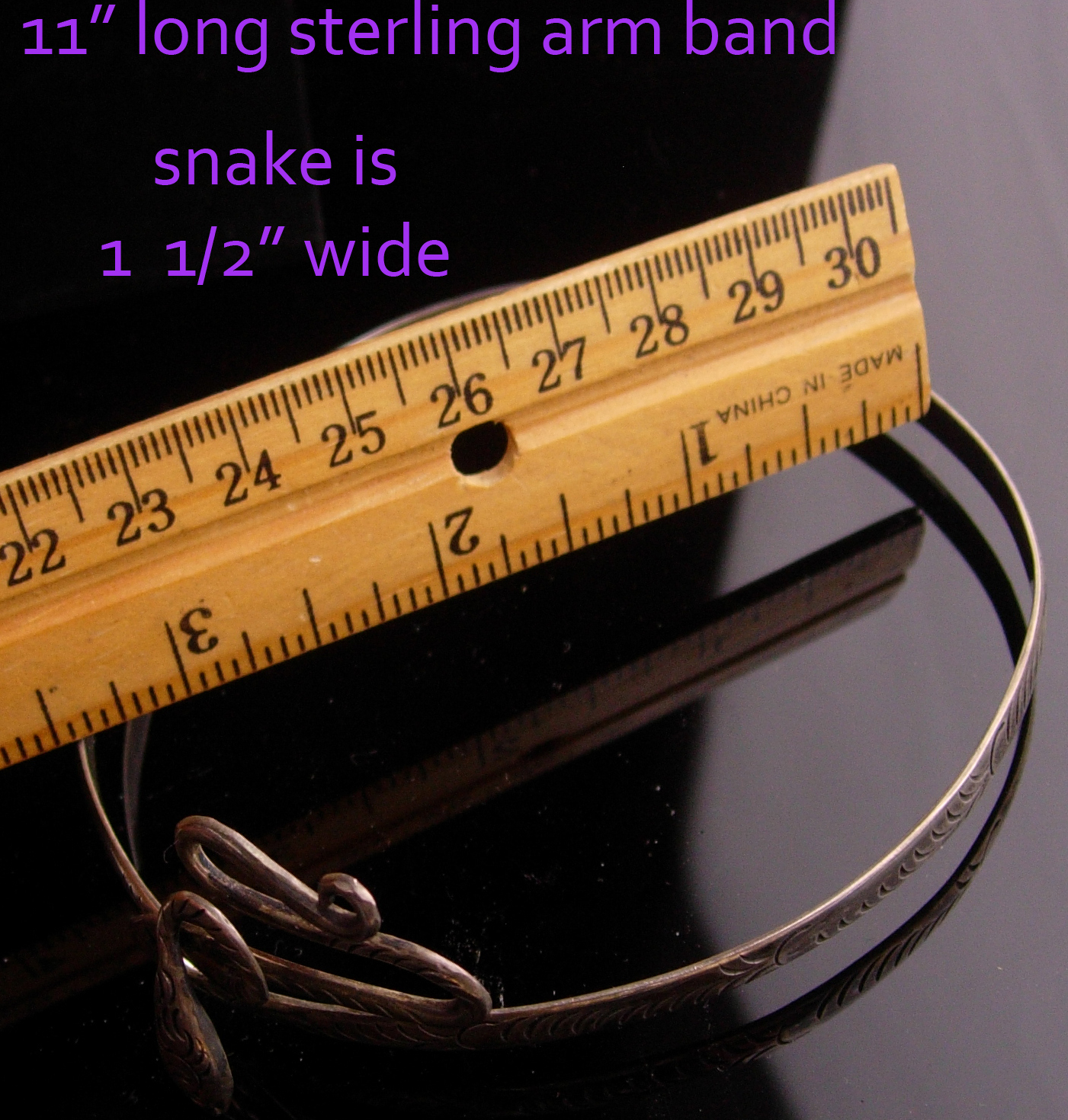 Antique sterling Snake arm band bracelet headband Coiled serpent Large