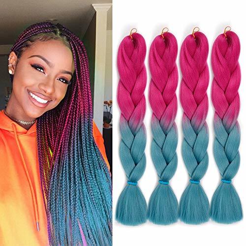 4Packs Ombre Braiding Hair Kanekalon Red Braids Hair Extensions ...