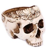Halloween Decor Resin Skull Shaped Head Flower Pot Planter Container Dec... - $26.72
