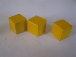 2003 Age of Mythology Board Game Piece: set of 3 Yellow Gold Resource Cubes  - $1.00