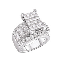 14kt White Gold Princess Diamond Cluster Bridal Wedding Engagement Ring Size 11 - $3,857.00