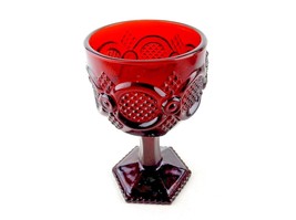 Goblet / Candle Holder ~ AVON 1876 Cape Cod Collection, Cranberry Glass, 1987 - $12.69