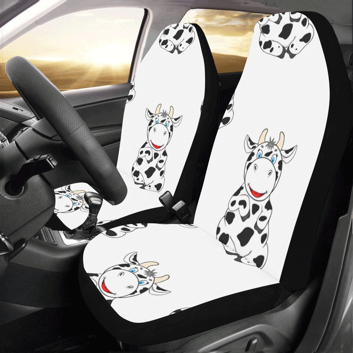Cute Active Frendly Cow Universal Fit Auto Drive Car Seat Covers Seat Covers