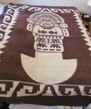 HUANCATEX Peru 100% Lana Wool Blanket Throw Mayan Aztec Design Brown 88&quot;... - $179.95