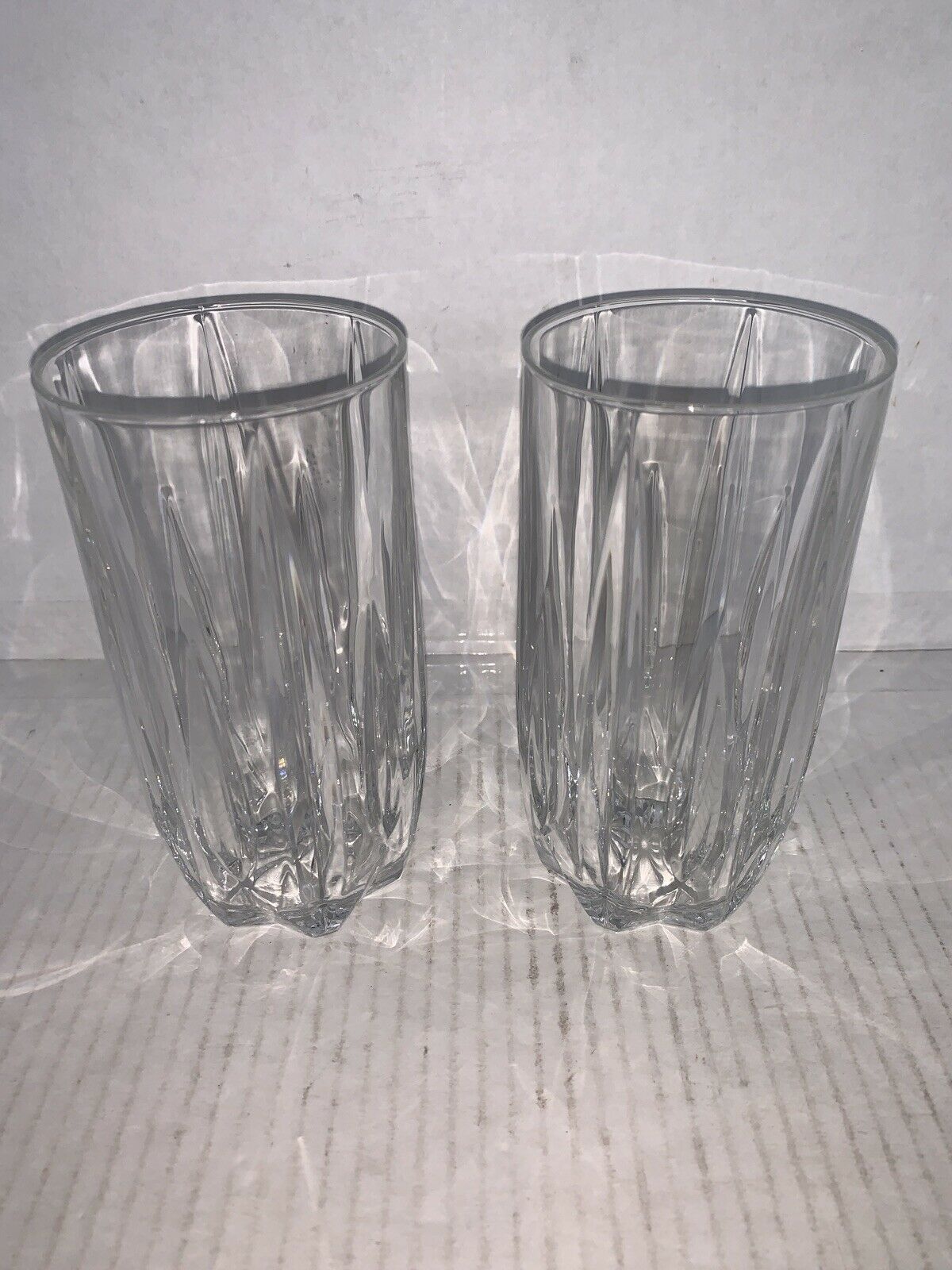 Pair Of Mikasa Crystal Clear Highball Glasses 5 3/4” Mikasa