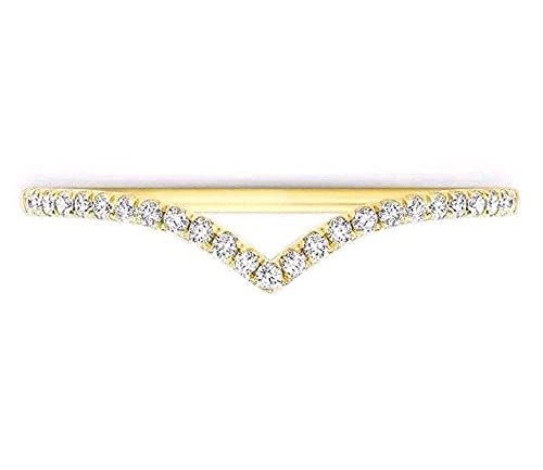 Elegant Touch 14K Yellow Gold Plated Pointed V Shaped Chevron 925 Sterling Silve