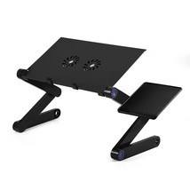 360° Adjustable Foldable Laptop Desk Table Stand Holder w/ Cooling Dual ... - $35.98