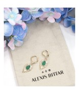 Alexis Bittar Feather Green Chalcedony Crystal Gold Drop Earrings NWT - $133.16