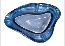 VTG Anchor Hocking 1970’s Triangle Lustre Swedish Bluish Glass 7” Ashtray RARE - $17.34