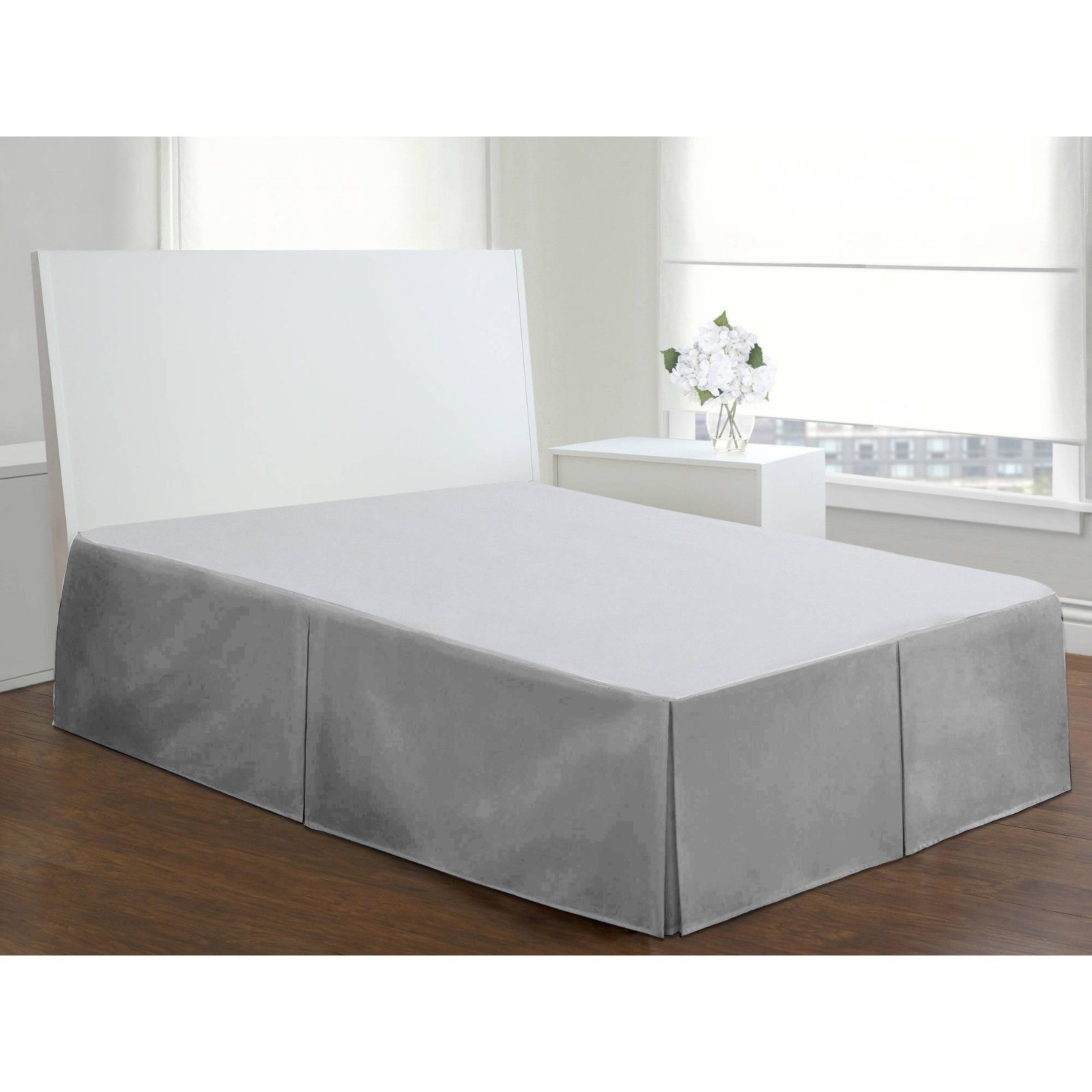 Velvet Bed Skirt Queen SIze 15"Drop Box Pleated Sheen Bedskirt Valance