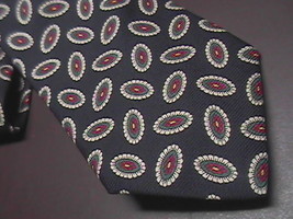Brooks Brothers Makers Neck Tie Black with Cream and Red Accents - $10.99