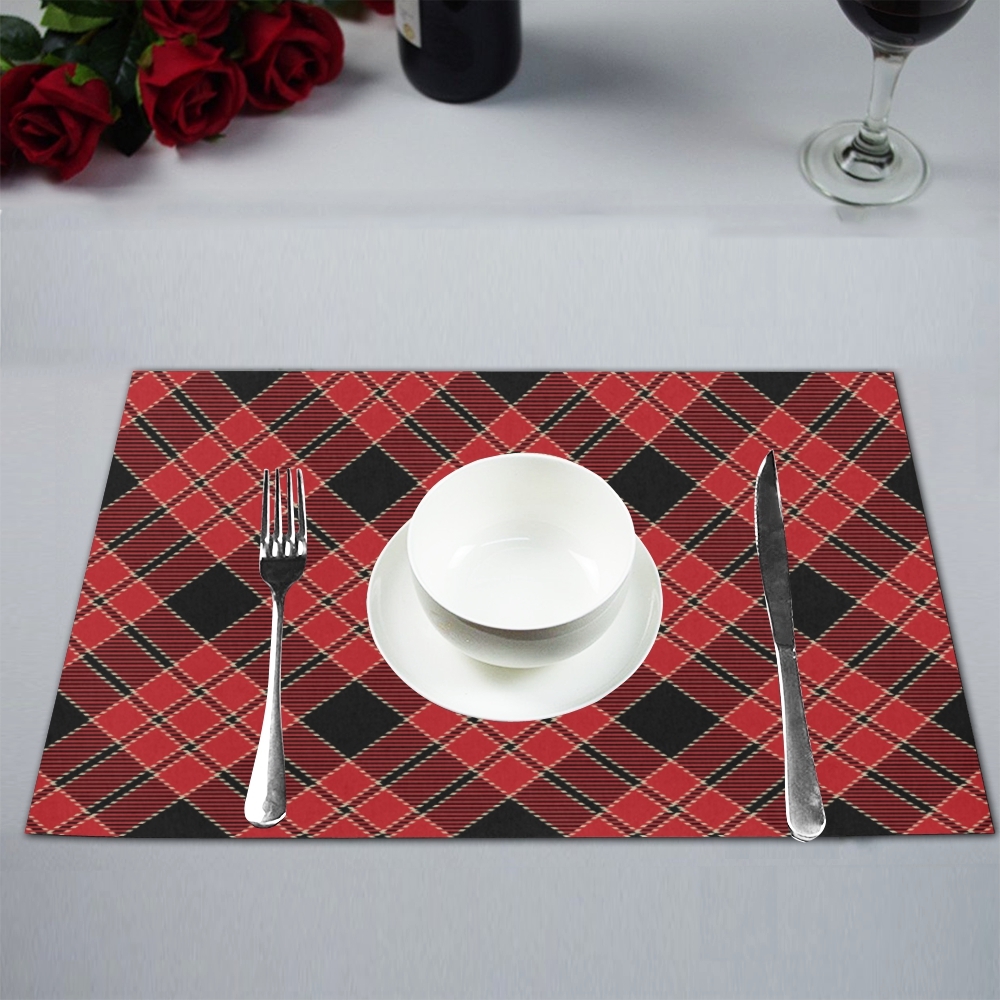 Simple Red Tartan Scottish Plaid Dinning Table Mat Placemat 12X18 inch