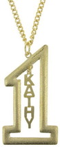 Vintage Gold Tone Number #1 Name Plate Pendant 2 1/2" + Necklace 22" - Kathy - $11.47