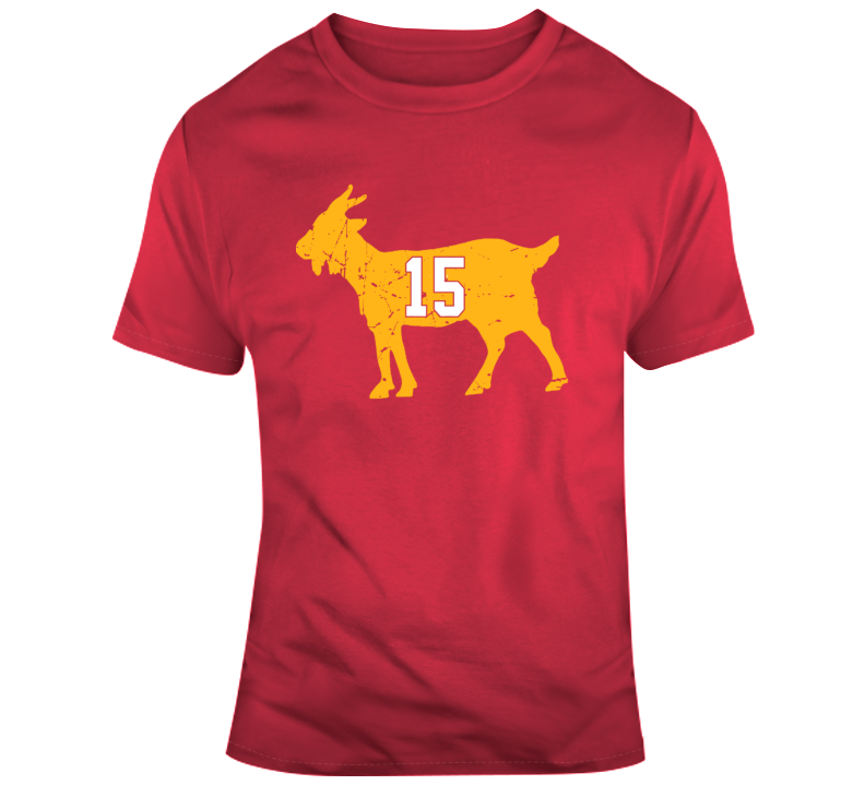 Patrick Mahomes Goat 15 Distressed Red Football T Shirt - T-Shirts ...