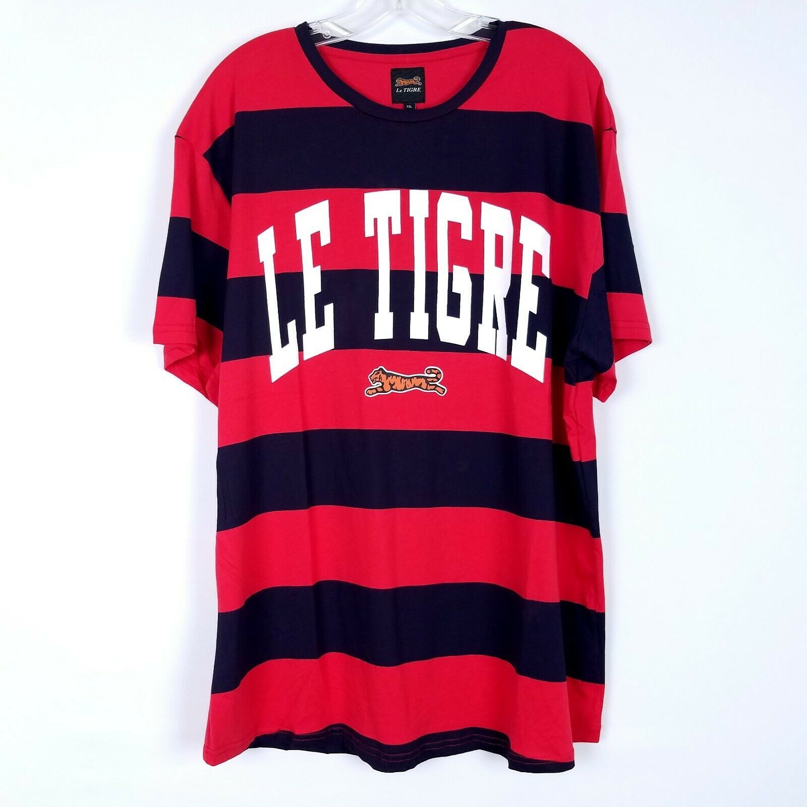 LE TIGRE Mens size XXL 2XL Graphic Logo T-Shirt Short Sleeve Blue Red ...