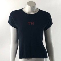 VTG 90s Tommy Hilfiger Sweater Size Large Navy Blue Short Sleeve Embroidered - $23.75