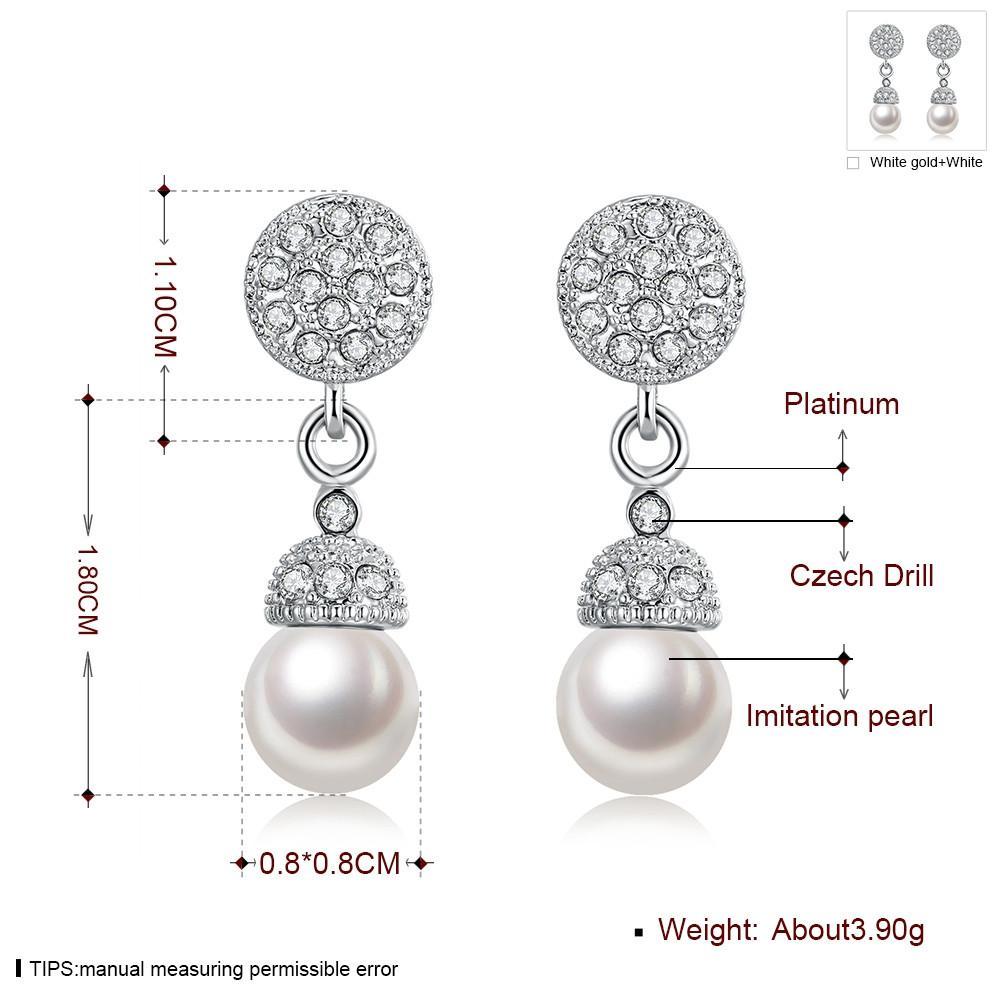 18K White Gold Plated Pearl Drop Earrings FREE Shipping Worldwide ...