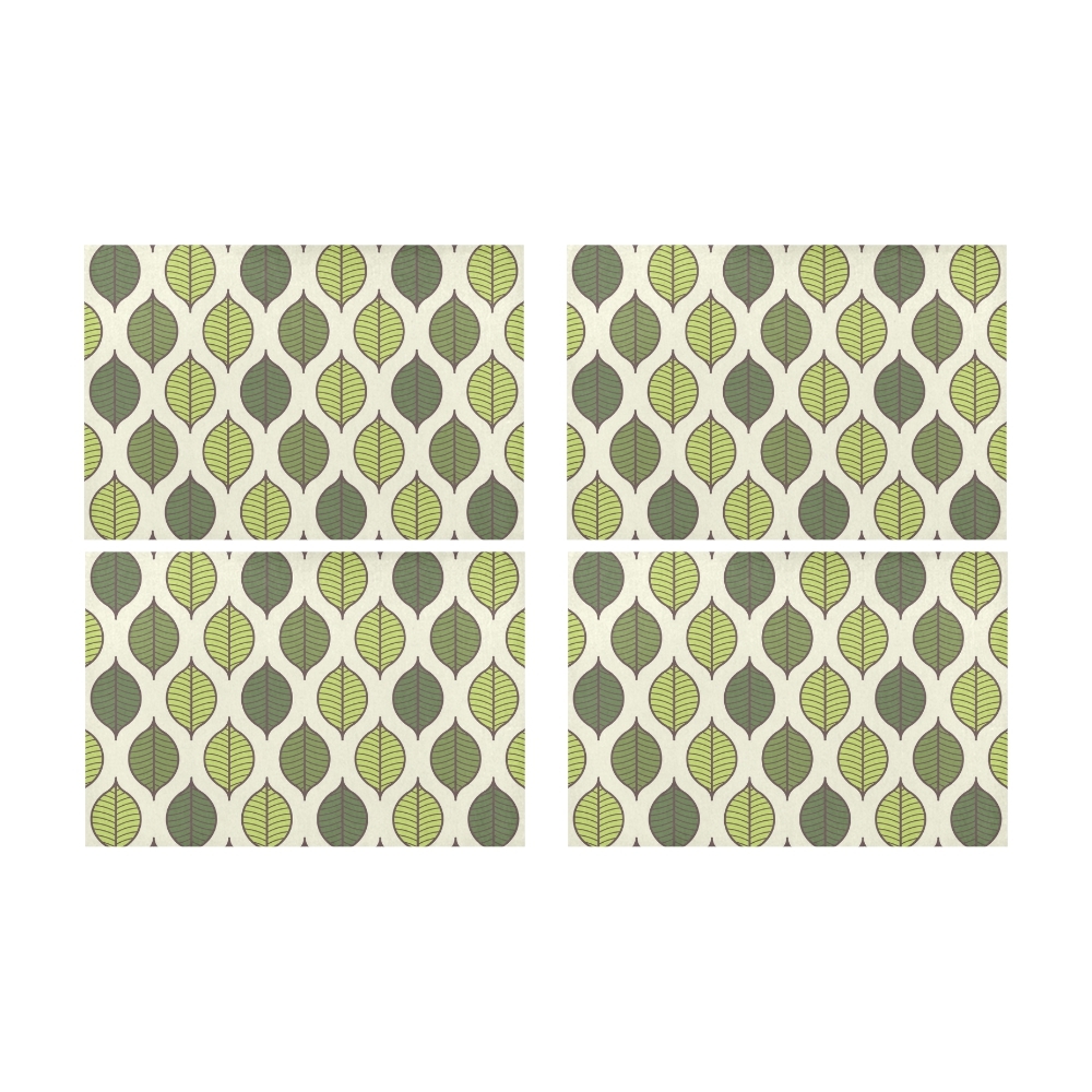 Dark Green Shiny Leafs Dinning Table Mat Placemat 12X18 inch Set Of 4