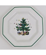 Nikko Christmastime Holiday Tree Octagon Shape Plate 8.25&quot; Japan Vintage - $19.80