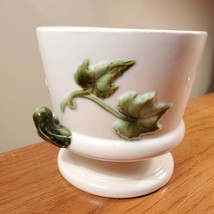 Hull Pottery Planter, Tokay Tuscany grapes design, Cache Pot white green handles image 6