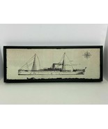 Framed Model Sailing Ship Print Boat Captain Nautical Gift 22&quot;x8&quot; Home D... - $15.66