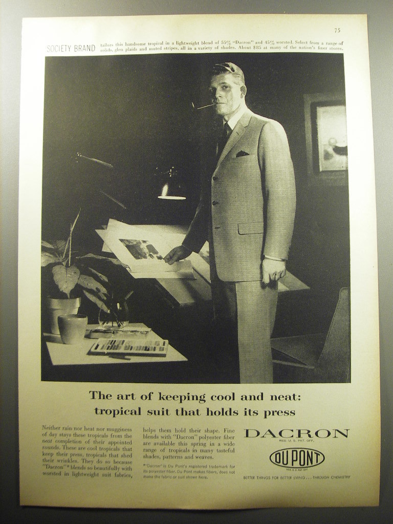 1957 Du Pont Dacron Advertisement - Society Brand Suit - art of keeping ...