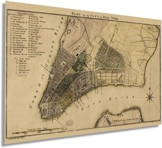 1789 Plan of New York City Map Print - NYC Vintage Map Wall Art - Map of New Yor - $34.99+