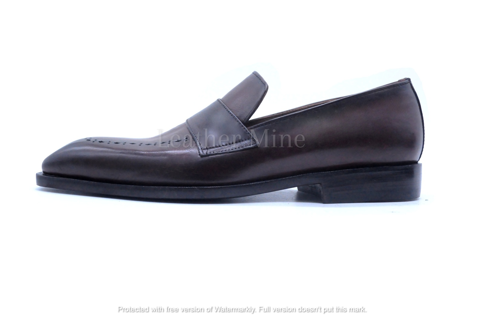 Leather Mine - Handmade ox blood loafers dress shoes, genuine leather formal shoes