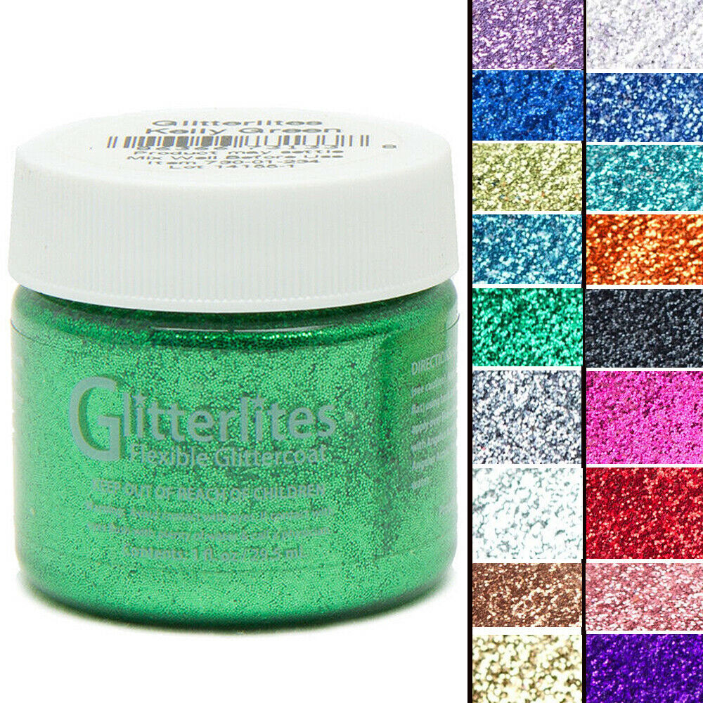 Angelus Glitterlites Flexible Leather Paint For Sneakers 1 Oz All Colors U-ROUP