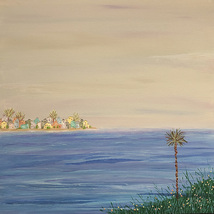 Somewhere in the Caribbean 12 x 12 Acrylic Painting, Tropical Seascape A... - $145.00