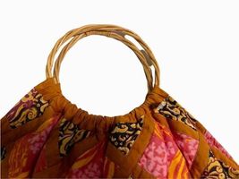 Vintage Large Handmade Cloth Vegan Bag Tote Pink Red 100% Cotton 24x17" Thailand image 3