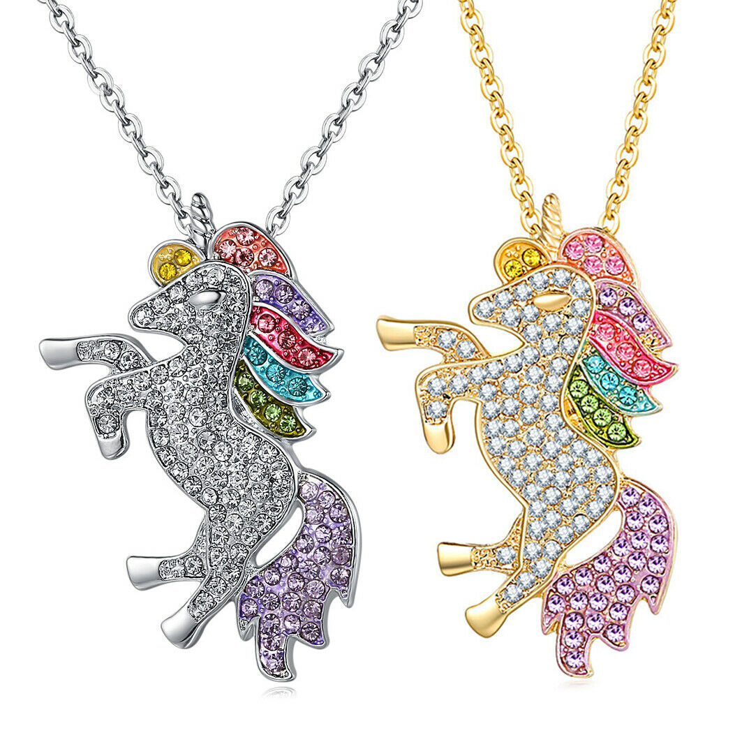 Unicorn Pendant Necklace Rainbow Girls Horse Pendant ITALY MADE