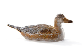 Duck Figurine 9" Long Poly Stone Brown & White Elegant Garden and Home Decor 